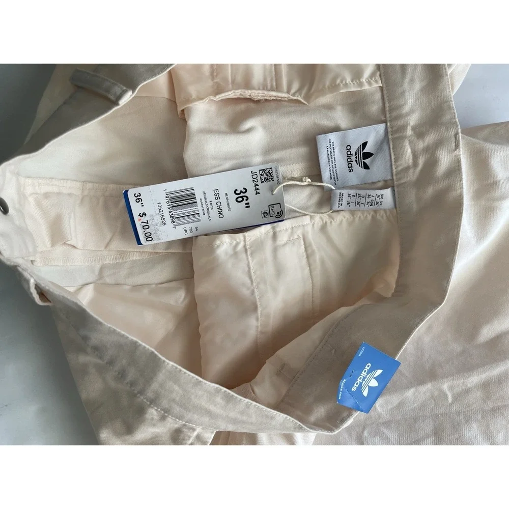 Adidas Men's Trefoil Essentials Chino Pants Size 36 White NWT